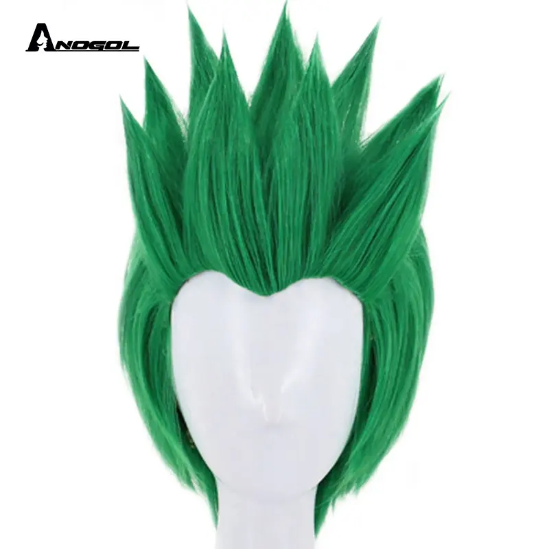 Anogol Shimada Genji Cosplay Parrucche Corti Verde Amichevole di Calore Sintetica Cosplay Parrucca Per Holloween Costume Del Partito