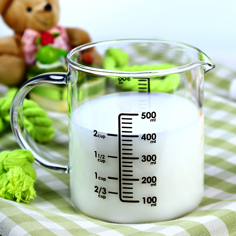 2 cups/500ml clear glass measuring cup with handle