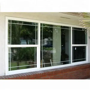 Jendela Geser Pvc Harga Rendah/Jendela Geser UPVC dengan Desain Panggangan/Jendela dan Pintu
