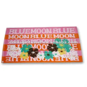 Good quality promotion cheap 100% cotton material white velour terry standard size 350gsm custom printed beach towel