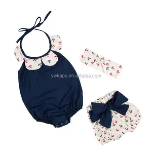 Toptan pamuk bebek giysileri butik fırfır şort ve beyaz bebek romper bebek giysileri