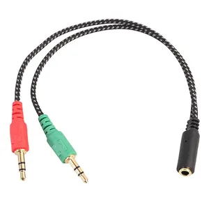 3.5毫米Y形耳机音频麦克风分离器电缆适配器2公对1母1输入对2输出立体声塑料袋库存辅助电缆f