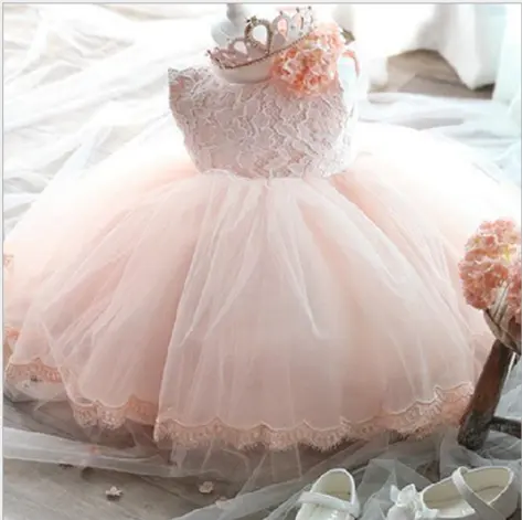 ##2016 Kid Spitze Prinzessin Tutu Kleider # # Hohe Qualität Baby Mädchen Kleid bowknot Taufe 1 jahr Geburtstag kleid Für Baby Mädchen