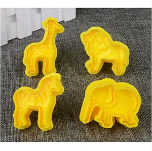 蛋糕工具 10 套野生动物动物园老虎大象主题塑料饼干新闻 3D DIY 邮票切割机糖糊 plun 工具