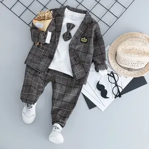 Baby Boys casual Suits Kids Formal Suits with t shirt set Children Boys Sets Blazer Boys Clothes 3pcs Set