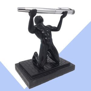 JR-1234 Black Metal Kneeling Man <b>Pen</b> Stand Gift for Healthcare Institutes Decorative Office & Home Stationery - Product Image 1
