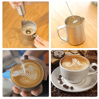 Mousseur à lait pour cappuccino Tresun, à piles, portable, avec tête de fouet à double ressort