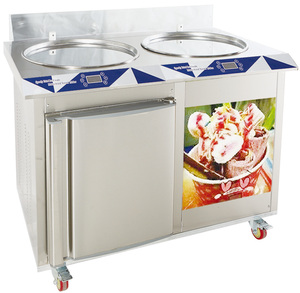 Máy Làm Kem Chiên Hai Chảo Thái Lan Với Tủ Lạnh Lưu Trữ Sản Phẩm Bán Buôn Máy Làm Kem Chiên Mạnh - Product Image 1