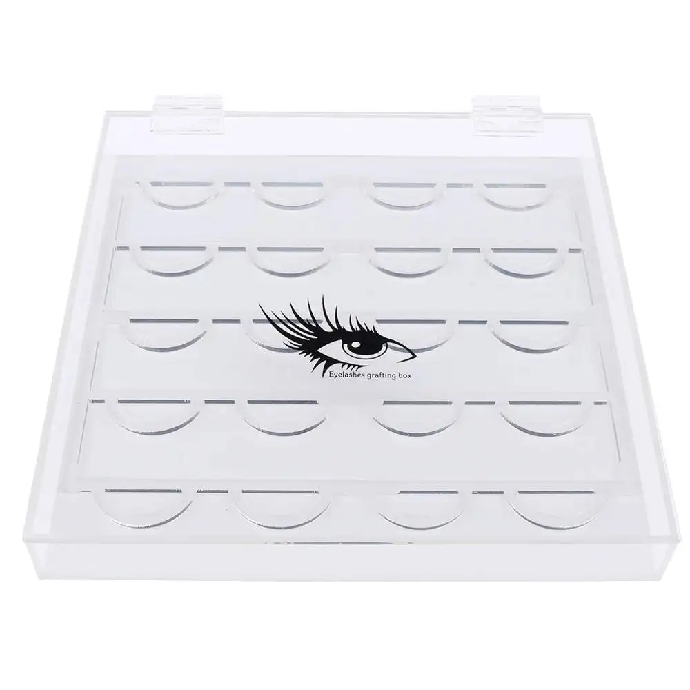 Custom Clear Dustproof Makeup Tool Case Acrylic False Eyelash Holder Case Extensions Storage Box Eyelash Extension Organizer