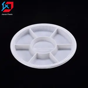 Placa de centrado de plástico de 9 compartimentos, plato de plástico desechable con divisor para restaurante