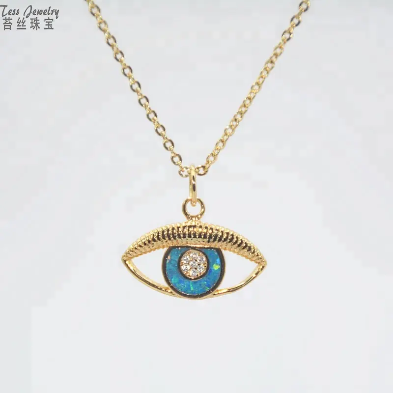Kunden spezifischer Schmuck 925 Silber kette Vergoldete Halskette Blau Türkei Evil Eyes Opal Halsketten