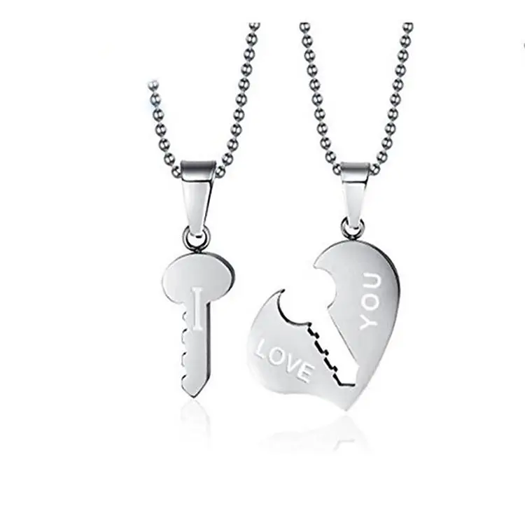 Trennen zwei Teile Herzform personal isierte Name Paar Halskette chinesisches Paar Liebe Mode Anhänger Halskette