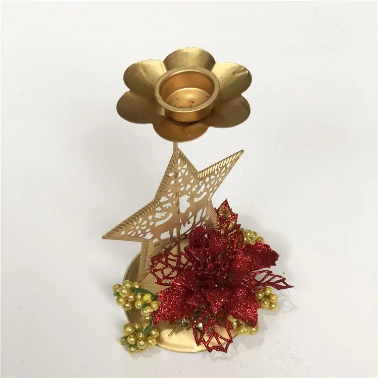 Venta al por mayor elegante de oro latón grabado caliente giratorio de metal vela de la Navidad.