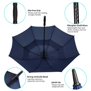 68/62/58 นิ้วขนาดใหญ่ Oversize Double Canopy Vented Windproof กันน้ำอัตโนมัติเปิด Stick ร่มกอล์ฟผู้ชายและผู้หญิง - Product Image 4