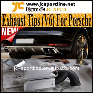 Plata brillante acero puntas de escape, plaza de tubos de escape v6 para porsche cayenne turbo 11~13 958 gts sport - Product Image 1