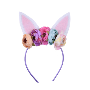 QueenBaby Tissu Doux Bébé Fille Licorne <span class=keywords><strong>Bandeau</strong></span> D'<span class=keywords><strong>oreille</strong></span> de <span class=keywords><strong>Lapin</strong></span> De Pâques Fleur Cheveux Hoop Partie D'anniversaire Bandeaux - Product Image 3
