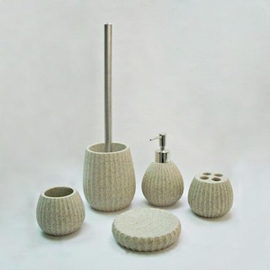 Juego completo de decoración de baño de poliresina de mármol ovalado - Product Image 4