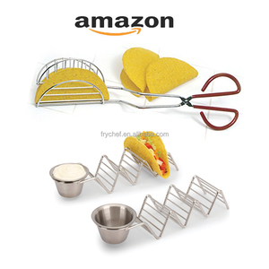 Paquete de 5 Soportes para Tacos de Acero Inoxidable con Prensa para Hacer Tacos y Pinzas, Ideal para Tacos Caseros - Product Image 4