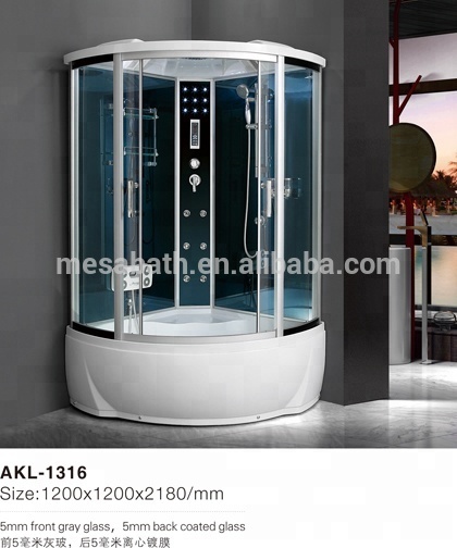 Haut plateau R forme salle de douche et baignoire combo avec magnétique casier et multi-fuctional accessoires