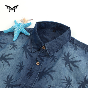 <span class=keywords><strong>El</strong></span> último diseño de impresión personalizada de algodón liso camisa denim camisa de <span class=keywords><strong>playa</strong></span> - Product Image 3