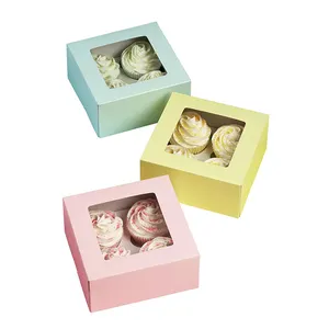 Bunte Papier Material CupCake Boxen, Personalisierte wegnehmen lebensmittel Cookie Boxen, Umweltfreundliche material Muffin Boxen