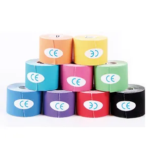 Bandagem adesiva colorida para cinesiologia, rolo de algodão para kintape, 5cm x 5m, 11 cores