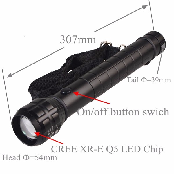 battery compartment on tactical police heavy duty 3w rechargeable flashlight TMWT LED Zoom Tactical Torch