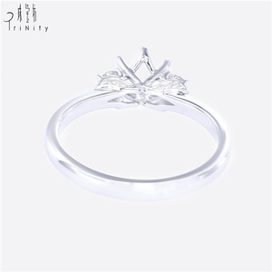 แหวนหมั้นดาวเพชรแท้18K สีทองคำขาวแท้แบบคลาสสิกกึ่งยึดโดยไม่มีหินหลักสำหรับผู้หญิง - Product Image 5