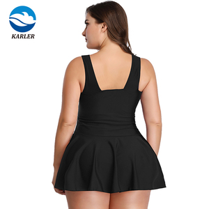 ملابس سباحة نسائية من قطعتين بمقاسات كبيرة، بدلة استحمام وفستان - Product Image 4