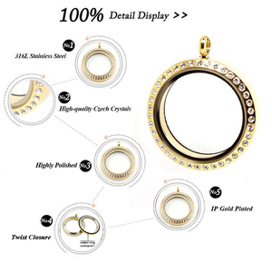 Evorte Mặt Dây Chuyền Hình Trái Tim Hình Ngôi Sao Hình Tròn Mạ Vàng Hồng 18K Bằng Thép Chống Gỉ Mặt Dây Chuyền Quyến Rũ Cửa Sổ Kính Trang Sức Vòng Cổ - Product Image 6