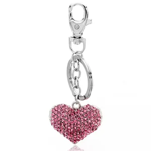 LLavero de Metal personalizado con forma de corazón, 5 artículos de cristal, regalo de boda, logotipo personalizado, bolsa Opp, mosquetón de aleación, llavero Tt 60g