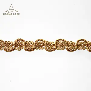 Trimmings Crochet Metallic Scroll Gimp Trim Gold Braid Trimmings