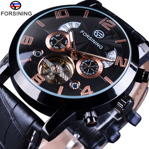 Forsining-<span class=keywords><strong>montre</strong></span> mécanique pour hommes, horloge multifonction, <span class=keywords><strong>automatique</strong></span>, noire, or, A165 - Product Image 3