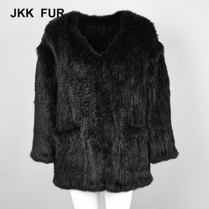 Mujeres conejo Real escudo Primavera de punto abrigo precio barato señoras chaqueta caliente gruesa - Product Image 1