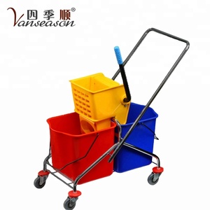 ลงกดหลายฟังก์ชั่นคู่ซับ Wringer รถเข็นถัง