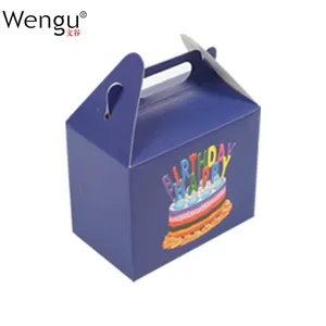 促销便宜价格可回收艺术纸生日快乐蛋糕礼品盒