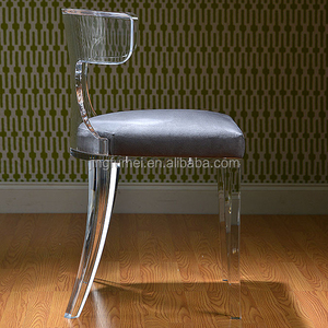 Silla de comedor de acrílico gris humo de alta calidad personalizada silla transparente Lucite salón sala de espera sillas de boda - Product Image 6