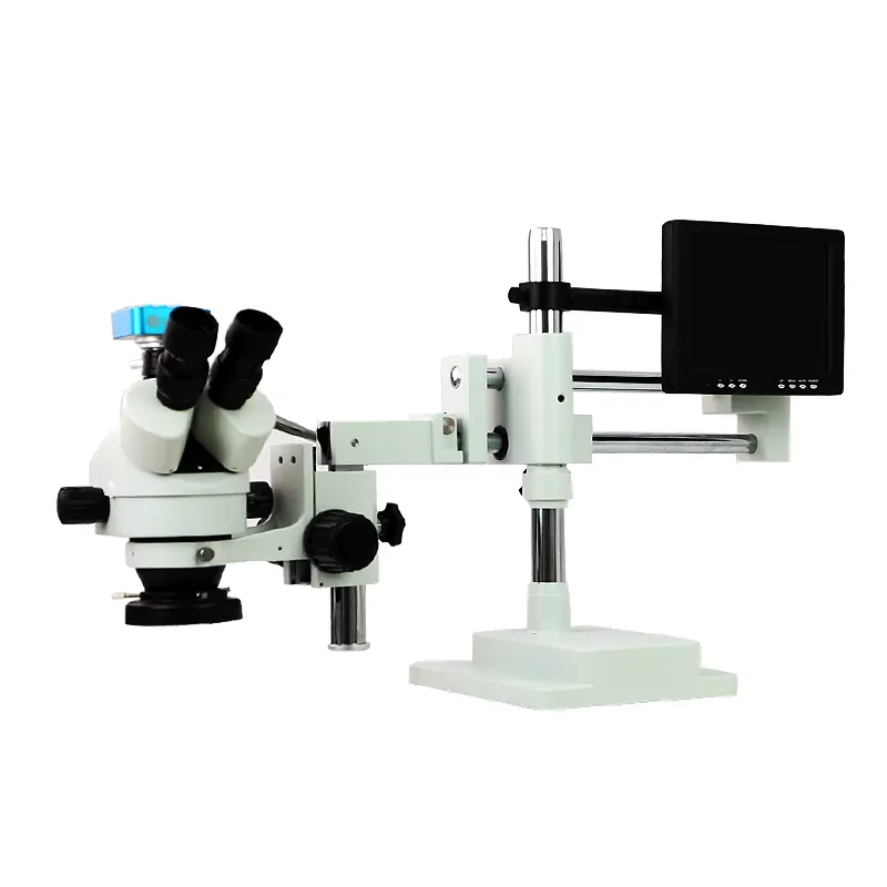 Microscopio Stereo focale Simul trinoculare a doppio raggio da 48 MP con Display Lcd da 8 pollici per fotocamera digitale