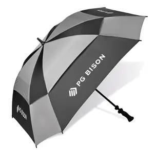 엑스트라 라지 더블 캐노피 통풍 스퀘어 골프 우산 방풍 자동 열기 62 인치 특대 스틱 우산