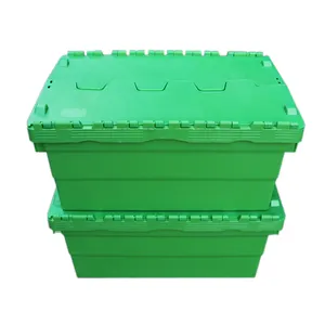 连接往返手提箱箱塑料储物箱带铰链盖盒移动箱附盖容器