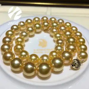 Diseños de collar de perlas de <span class=keywords><strong>color</strong></span> dorado natural perla del Mar del Sur de tamaño grande tradicional - Product Image 1