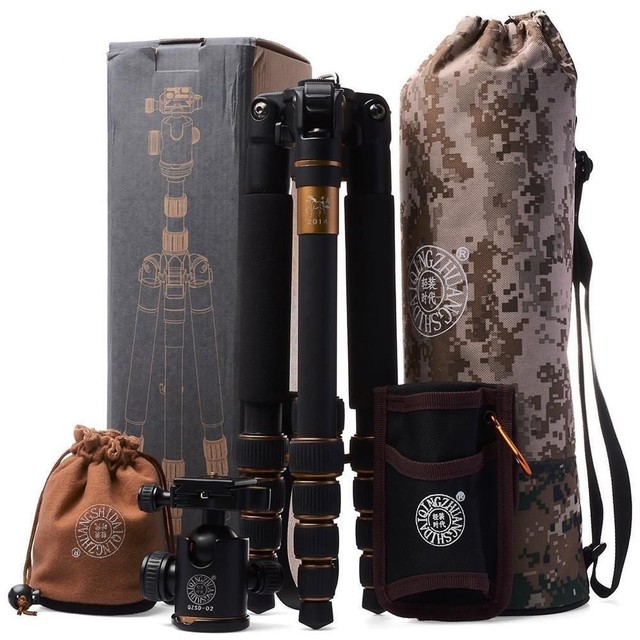 Q666C Professional Carbon Fiber Tripod Monopod Kit for DSLR Camera / Portable Traveling Tripod Max Load 15kg