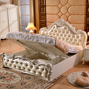 Boîte de rangement en cuir sculpté à la main, de luxe, blanc, Style français, baroque, Double, Queen, réglable, levage à gaz hydraulique, boîte de rangement - Product Image 6