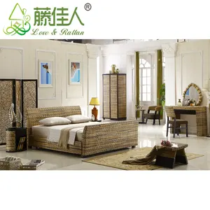 Perabotan Kayu Antik Hotel Bambu Alami Rumah Hotel Baliness Set Furnitur Kamar Tidur Bali Tempat Tidur Rotan/Anyaman Modern