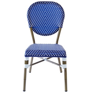 Chaises de bistrot en rotin de jardin en aluminium de restaurant de patio de bleu français bon marché - Product Image 6