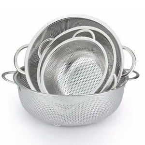 40.5cm round stainless steel over the sink colander wire strainer for kitchen