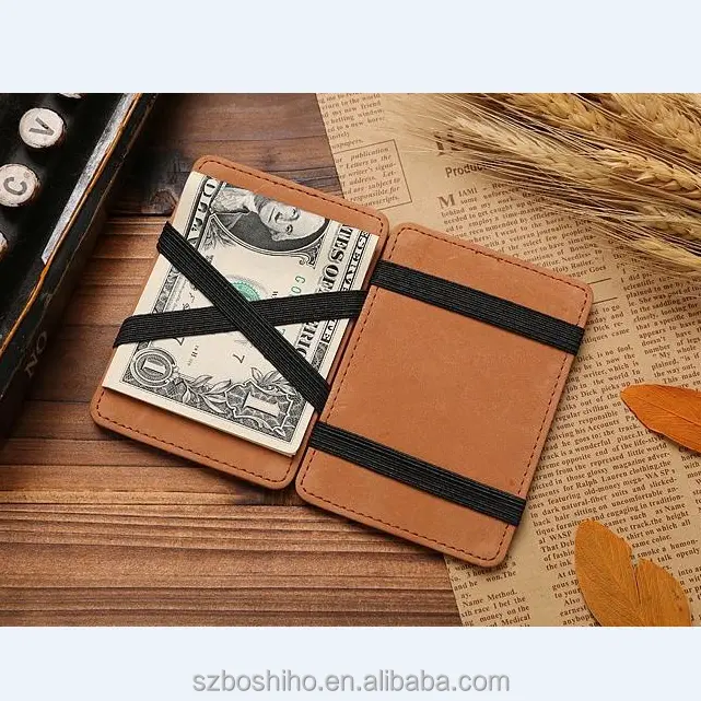 Boshiho credit id business card holder leather wallet men slim wallet card holder