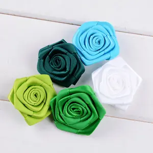 Laço de cetim para rosas, 25 cores, diâmetro de 3.5cm, artesanal, para acessórios de vestuário