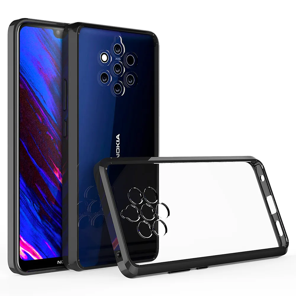 High Quality Anti-scratch Hybrid Acrylic Back TPU Bumper Mobile Phone Cover Case For Nokia 9 PureView