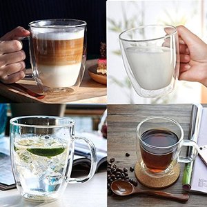 Taza de vidrio de borosilicato de doble pared resistente al calor, con tapa de bambú para té, Latte, leche, <span class=keywords><strong>cerveza</strong></span> y zumo - Product Image 6